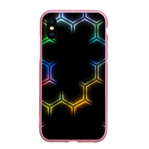 Чехол iPhone XS Max матовый Геометрический узор Neon / 3D-Розовый – фото 1