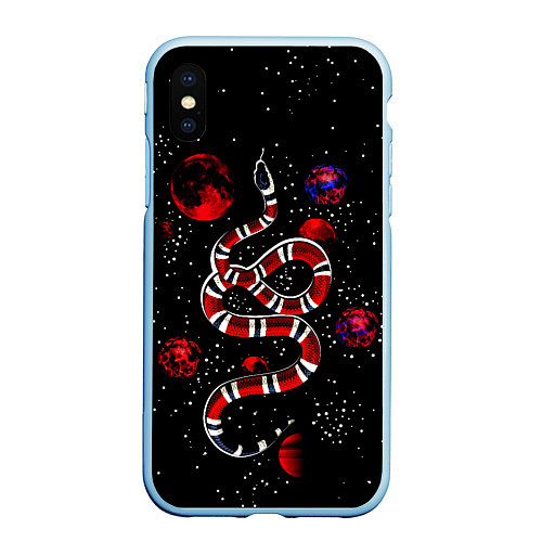 Чехол iPhone XS Max матовый Змея в Красном Космосе Space Snake / 3D-Голубой – фото 1