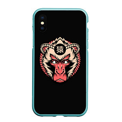 Чехол iPhone XS Max матовый Символ обезьяны, цвет: 3D-мятный