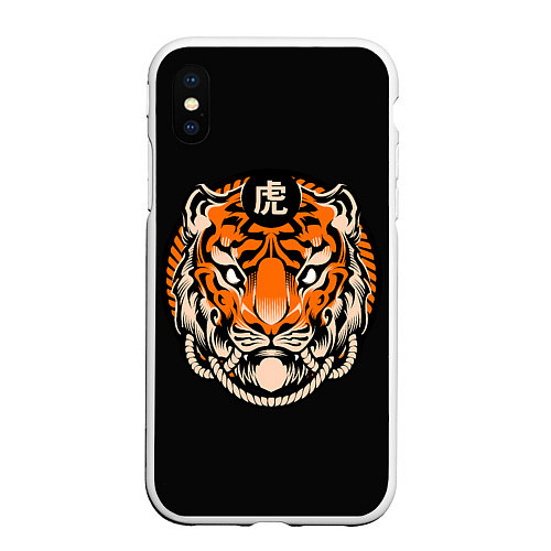 Чехол iPhone XS Max матовый Символ тигра / 3D-Белый – фото 1