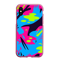 Чехол iPhone XS Max матовый Color abstract pattern Summer, цвет: 3D-малиновый