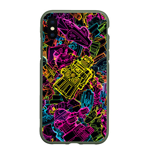 Чехол iPhone XS Max матовый Cyber space pattern Fashion 3022 / 3D-Темно-зеленый – фото 1