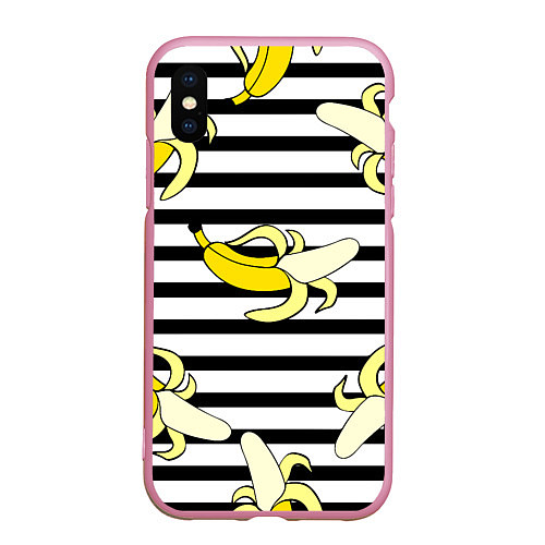 Чехол iPhone XS Max матовый Banana pattern Summer / 3D-Розовый – фото 1