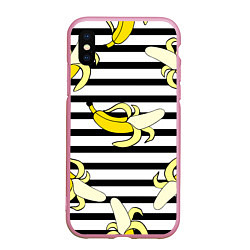 Чехол iPhone XS Max матовый Banana pattern Summer, цвет: 3D-розовый