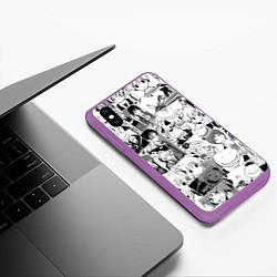 Чехол iPhone XS Max матовый Ansatsu kyoshitsu pattern, цвет: 3D-фиолетовый — фото 2