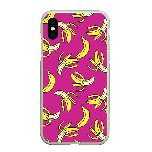 Чехол iPhone XS Max матовый Banana pattern Summer Color / 3D-Салатовый – фото 1