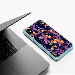 Чехол iPhone XS Max матовый Цветы Колокольчики, цвет: 3D-мятный — фото 2