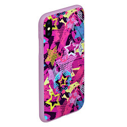 Чехол iPhone XS Max матовый Star Colorful Pattern Fashion Neon, цвет: 3D-сиреневый — фото 2
