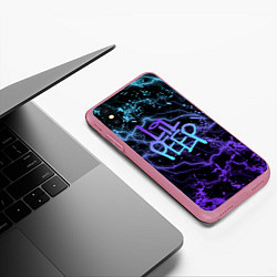 Чехол iPhone XS Max матовый Lil peep neon молнии, цвет: 3D-малиновый — фото 2