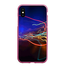 Чехол iPhone XS Max матовый Neon vanguard pattern Lightning Fashion 2023