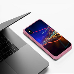 Чехол iPhone XS Max матовый Neon vanguard pattern Lightning Fashion 2023, цвет: 3D-малиновый — фото 2