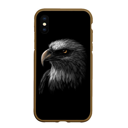 Чехол iPhone XS Max матовый Голова хищного орла / 3D-Коричневый – фото 1
