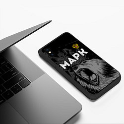 Чехол iPhone XS Max матовый Марк Россия Медведь, цвет: 3D-черный — фото 2