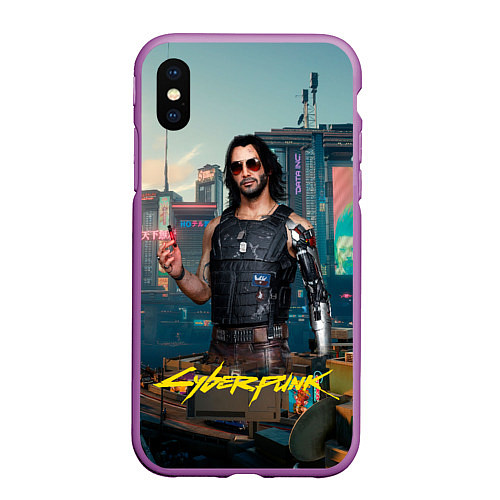 Чехол iPhone XS Max матовый Vi Cyberpunk2077 / 3D-Фиолетовый – фото 1