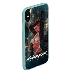 Чехол iPhone XS Max матовый VI ВИ CYBERPUNK2077, цвет: 3D-мятный — фото 2