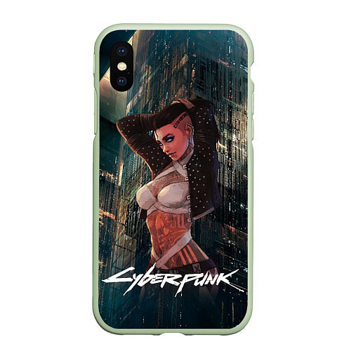 Чехол iPhone XS Max матовый VI ВИ CYBERPUNK2077 / 3D-Салатовый – фото 1