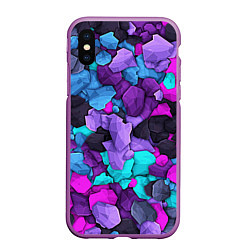 Чехол iPhone XS Max матовый Магические кристаллы, цвет: 3D-фиолетовый