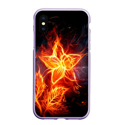 Чехол iPhone XS Max матовый Flower Neon Fashion 2035 Flame, цвет: 3D-светло-сиреневый