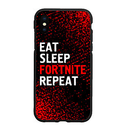Чехол iPhone XS Max матовый Eat Sleep Fortnite Repeat Арт, цвет: 3D-черный