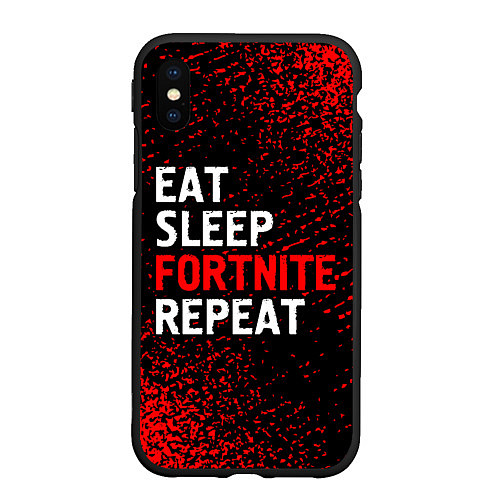 Чехол iPhone XS Max матовый Eat Sleep Fortnite Repeat Арт / 3D-Черный – фото 1