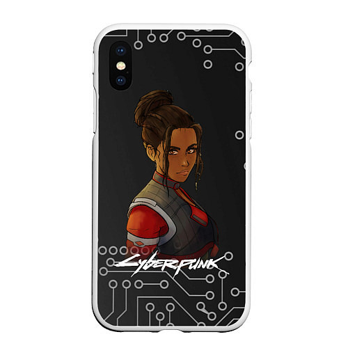 Чехол iPhone XS Max матовый Панам арт Cyberpunk 2077 / 3D-Белый – фото 1