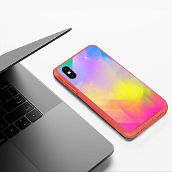 Чехол iPhone XS Max матовый Красочный неон, цвет: 3D-красный — фото 2