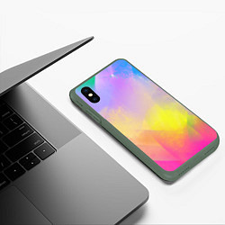 Чехол iPhone XS Max матовый Красочный неон, цвет: 3D-темно-зеленый — фото 2