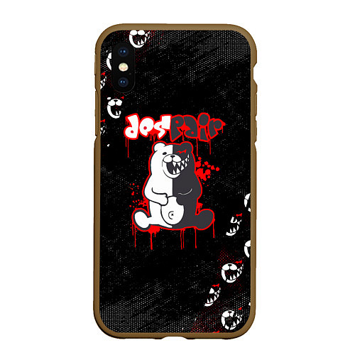 Чехол iPhone XS Max матовый Monokuma Паттерн / 3D-Коричневый – фото 1