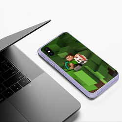 Чехол iPhone XS Max матовый Minecraft Heroes Video game, цвет: 3D-светло-сиреневый — фото 2