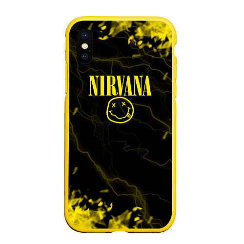 Чехол iPhone XS Max матовый Nirvana молнии / 3D-Желтый – фото 1