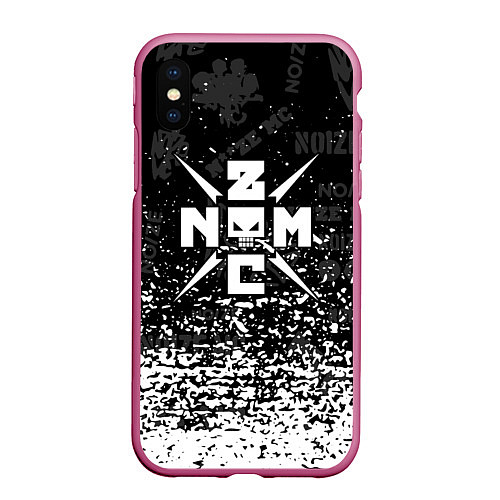 Чехол iPhone XS Max матовый Noize mc брызги / 3D-Малиновый – фото 1