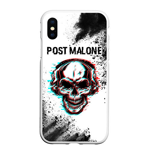 Чехол iPhone XS Max матовый Post Malone - ЧЕРЕП - Арт / 3D-Белый – фото 1