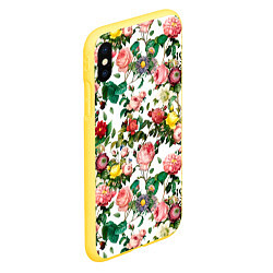 Чехол iPhone XS Max матовый Узор из летних роз Summer Roses Pattern, цвет: 3D-желтый — фото 2