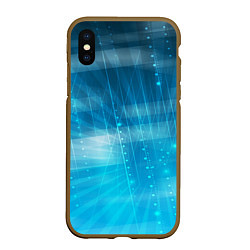 Чехол iPhone XS Max матовый Линии на голубом фоне, цвет: 3D-коричневый