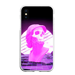 Чехол iPhone XS Max матовый Vaporwave Skull Психоделика, цвет: 3D-белый