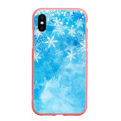 Чехол iPhone XS Max матовый Новогодние снежинки, цвет: 3D-баблгам