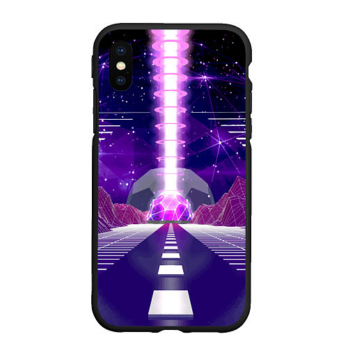 Чехол iPhone XS Max матовый Vaporwave Neon Space / 3D-Черный – фото 1