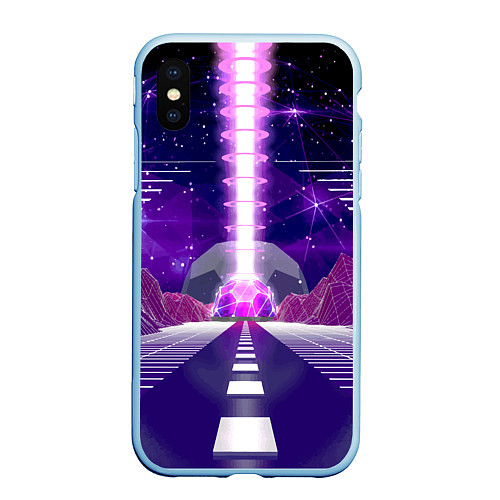 Чехол iPhone XS Max матовый Vaporwave Neon Space / 3D-Голубой – фото 1