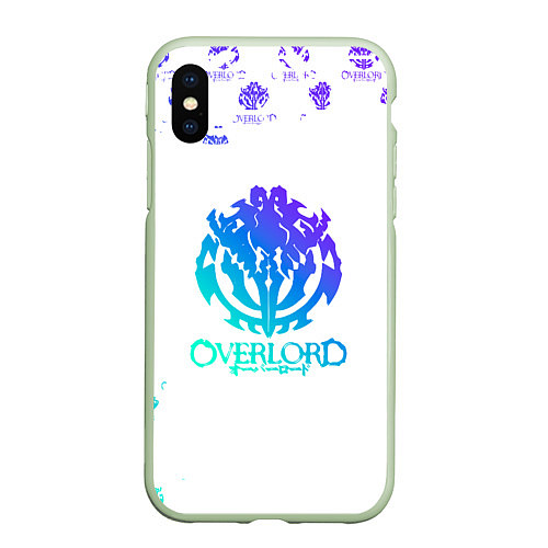 Чехол iPhone XS Max матовый Overlord неоновый логотип / 3D-Салатовый – фото 1