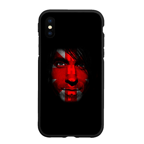 Чехол iPhone XS Max матовый Red Hot Chili Peppers солист группы лицо / 3D-Черный – фото 1