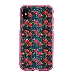 Чехол iPhone XS Max матовый Flowers Pattern, цвет: 3D-малиновый