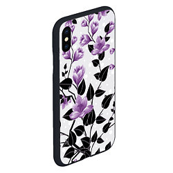 Чехол iPhone XS Max матовый Распустившиеся фиолетовые цветы, цвет: 3D-черный — фото 2