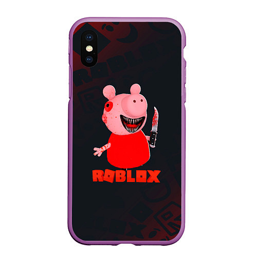 Чехол iPhone XS Max матовый ROBLOX - СВИНКА ПИГГИ / 3D-Фиолетовый – фото 1