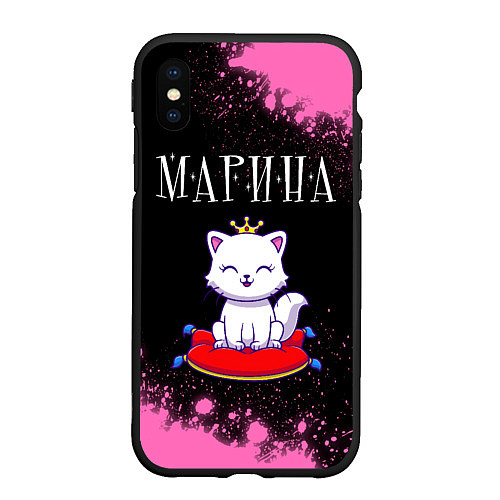 Чехол iPhone XS Max матовый Марина - КОШКА - Брызги / 3D-Черный – фото 1