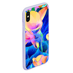 Чехол iPhone XS Max матовый Цветочный красочный паттерн, цвет: 3D-светло-сиреневый — фото 2