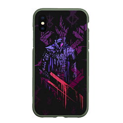 Чехол iPhone XS Max матовый BERSERK РУНА СОУЛУ спина, цвет: 3D-темно-зеленый