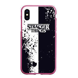 Чехол iPhone XS Max матовый STRANGER THINGS ОЧЕНЬ СТРАННЫЕ ДЕЛА ДВА ЦВЕТА, цвет: 3D-малиновый