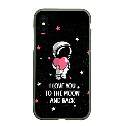 Чехол iPhone XS Max матовый I LOVE YOU TO THE MOON AND BACK КОСМОС, цвет: 3D-темно-зеленый