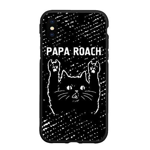 Чехол iPhone XS Max матовый Papa Roach Rock Cat / 3D-Черный – фото 1