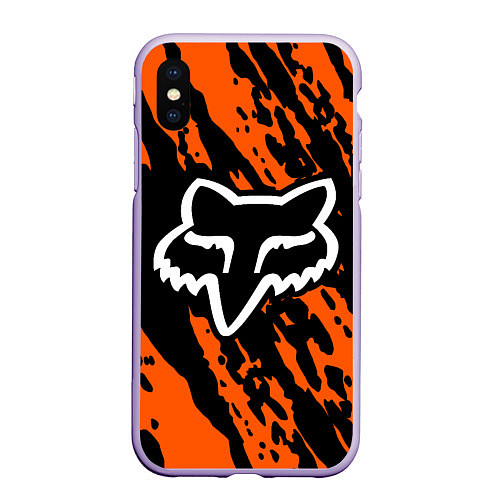 Чехол iPhone XS Max матовый FOX MOTOCROSS ORANGE / 3D-Светло-сиреневый – фото 1